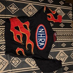NHRA Black Jacket with Red Flames NHRA Winston drag racing jacket size L